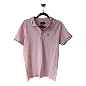 New Fusaro Antonio Mens Size Medium Ringer Polo Shirt Light Pink 100% Cotton